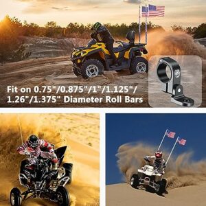 ATV Whip Light Mount, Sturdy Aluminum Alloy Whip Flag Mount, 360° Rotating Adjustable Light Bar Mount for ATV Motorcycle 0.75"/0.875"/1"/1.125"/1.26"/1.375" Tubular Bars and Handlebars (1 pc Black)