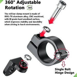 ATV Whip Light Mount, Sturdy Aluminum Alloy Whip Flag Mount, 360° Rotating Adjustable Light Bar Mount for ATV Motorcycle 0.75"/0.875"/1"/1.125"/1.26"/1.375" Tubular Bars and Handlebars (1 pc Black)