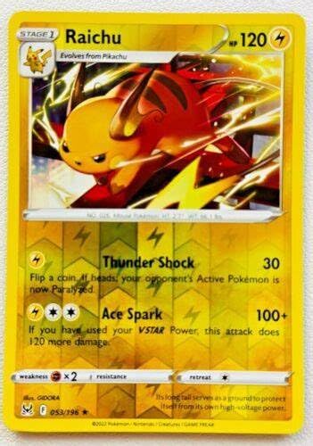 Pokemon - Raichu 053/196 - Lost Origin - Reverse Holo Foil Card