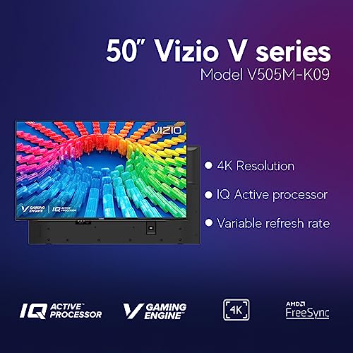 VIZIO 50-Inch V-Series Class 4K Ultra HD Smart LED TV with Voice Control + Free Wall Mount (No Stands) - V505M-K09 (Renewed)