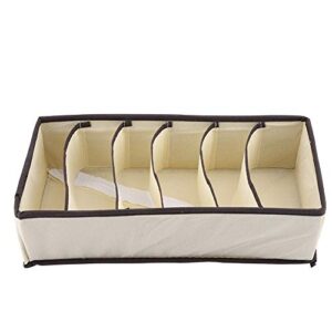 portable foldable storage box sock underwear drawer organizer dividers wardrobe clothes organizer drawer divider separator (beige 6 grids)