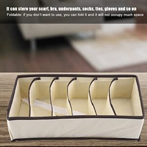 Portable Foldable Storage Box Sock Underwear Drawer Organizer Dividers Wardrobe Clothes Organizer Drawer Divider Separator (Beige 6 grids)