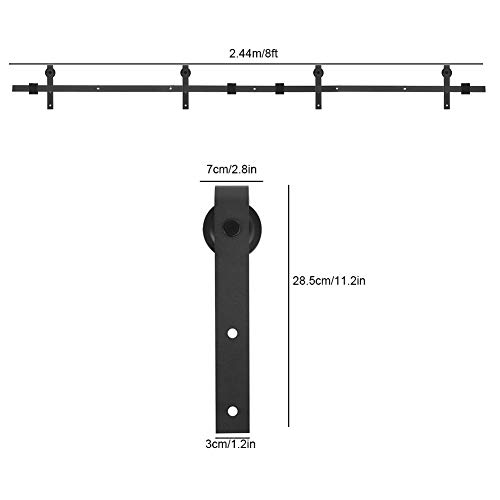 Moselota 8FT Double Door Splicing Regular Carbon Steel Barn Door Hanging Rail for Sliding Closet, Cabinet, and Barns Both Exterior and Interior