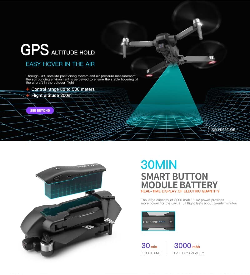 WLTOYS Q868 Quadcopter Quadcopter Drone GPS Drone 5G WIFI FPV 4K HD Camera Brushless Motor Foldable Quadcopter Air Pressure Altitude Hold RC Dron (Q868 3 * 3000)