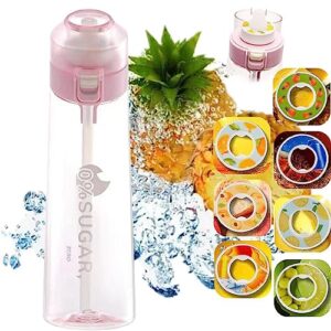 air water bottle bpa free starter up set drinking bottles,650 ml drinking bottle with flavour, with 7 flavour pods%0 sugar water cup ，for gym, running, outdoor (pink)