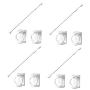 Zerodeko 4 Sets Telescopic Clothes Rail Drapery Hooks Clothes Hanger Hooks Telescoping Curtain Rod Brackets for Shelves Shower Curtain Rod Telescoping Pole Small Tension Rod Extending Pole