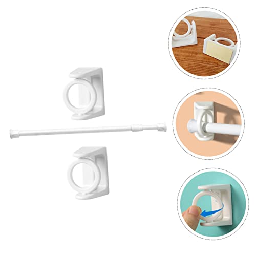 Zerodeko 4 Sets Telescopic Clothes Rail Drapery Hooks Clothes Hanger Hooks Telescoping Curtain Rod Brackets for Shelves Shower Curtain Rod Telescoping Pole Small Tension Rod Extending Pole