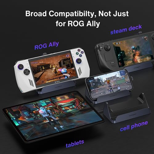 iVANKY Steam Deck Dock, 6-in-1 Hub Docking Station for ROG Ally & Stream Deck with HDMI 2.0 4K@60Hz, Gigabit Ethernet, 3 USB-A 3.0 and 100W Charging USB-C Port Compatible with Valve Stream Deck-HB0603