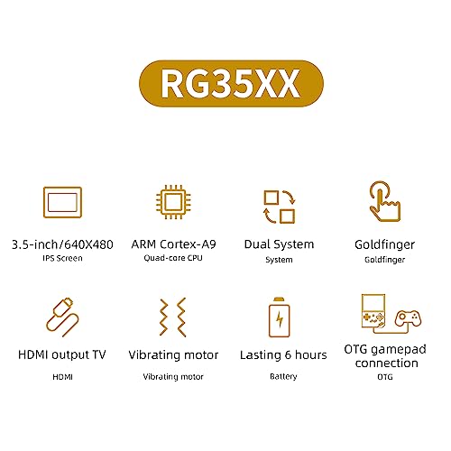 RG35XX Mini Retro Handheld Game Console Linux Dual OS 3.5-inch IPS 640*480 Screen Cortex-A9 Portable Pocket Video Player 64G Built-in 6831 Games 2600mAh Battery (RG35XX-White T with Bag)