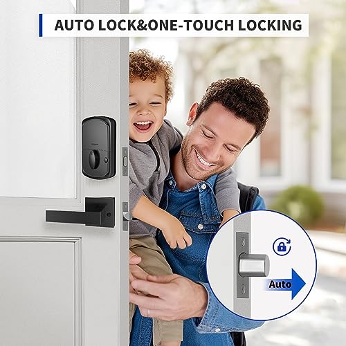 AIMO Fingerprint Door Lock，Keyless Entry Door Lock with Keypad，Full-Metal Electronic Deadbolt，IP65 Waterproof，Auto Lock, Anti Peeking Password, Easy Installation, D1，Matte Black