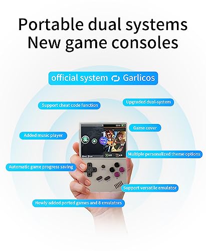 RG35XX Dual OS Retro Handheld Game Console Linux Garlic 64G TF Card Built-in 6800+ Games 3.5 inches IPS Screen Pocket Video Game Console Plug and Play Classic Games with Storage Bag