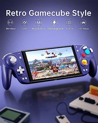 tenlox DOYOKY Joypad Controller for Switch/Switch OLED, Retro Gamecube Style Wireless Replacement, Switch Controllers with Replaceable Thumbsticks/Map Button/Turbo/6-Axis Gyro/Vibration