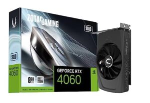 zotac gaming geforce rtx 4060 8gb solo dlss 3 8gb gddr6 128-bit 17 gbps pcie 4.0 super compact gaming graphics card, zt-d40600g-10l