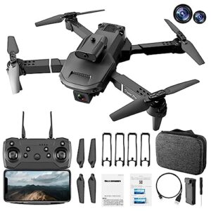 drones with 4k camera for adults, e100 uav hd foldable fpv rc drone quadcopter with 360°active obstacle avoidance, dual cameras helicopters, altitude hold, 360° flip, headless mode