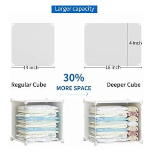 MAGINELS Portable Wardrobe Closets - 14"x18" Depth (12 Cubes) Cube Storage, Bedroom Armoire, Wardrobe Storage Closet, Clothes Dresser, Closet Storage Organizer, White