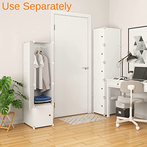 MAGINELS Portable Wardrobe Closets - 14"x18" Depth (12 Cubes) Cube Storage, Bedroom Armoire, Wardrobe Storage Closet, Clothes Dresser, Closet Storage Organizer, White