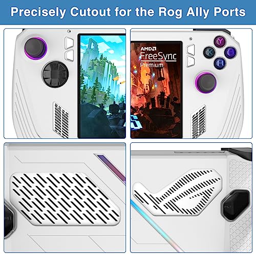 ZHUOVERCI Silicone Protective Case for ASUS Rog Ally 7" 2023, Soft Full Body Cover for Rog Ally Handheld with Non-Slip & Shockproof - White