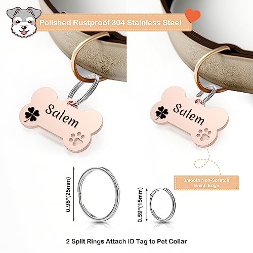 GISUERY Dog Tags Engraved Pet Tags Stainless Steel Custom Dog and Cat Name Tags Personalized Double-Sided Engraving Pet ID Tags with Trendy Icons/Symbols (Bone with Paw)