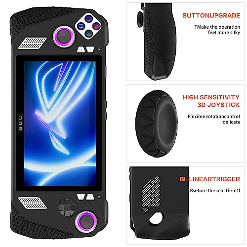 KSKSPE Protective Case for ASUSS ROG Allys Gamings Handheld, Soft Silicone Protective Skin Sleeve, Anti-Slip & Scratch Game Console Silicone Cover for ASUSS ROG Allys Gamings Handheld-Black