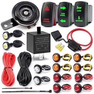 yuxivcne universal atv utv sxs turn signal kit,street legal kit with rocker switch turn signal light horn flash kit with relay fuse wire for rov atv golf sxs car compatible with polaris and more