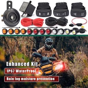 YUXIVCNE Universal ATV UTV SXS Turn Signal kit,Street Legal Kit with Rocker Switch Turn Signal Light Horn Flash Kit with Relay Fuse Wire for ROV ATV Golf SXS Car Compatible with Polaris and More