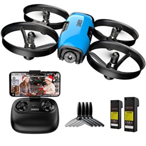 ficinto mini drone with camera, altitude hold and headless mode, emergency stop, spare propellers, includes two intelligent flight batteries, red, hand operated drone