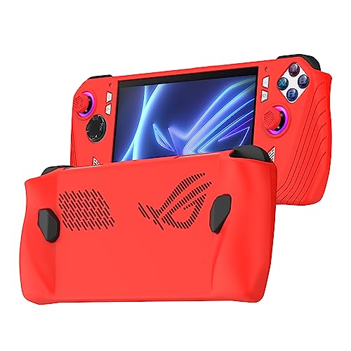 Writiany Protective Silicone Case for 2023 ASUS ROG Ally Game Console Drop-Proof Case for 2023 ASUS Rog Ally Handheld Case (Red)