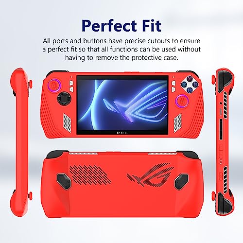 Writiany Protective Silicone Case for 2023 ASUS ROG Ally Game Console Drop-Proof Case for 2023 ASUS Rog Ally Handheld Case (Red)