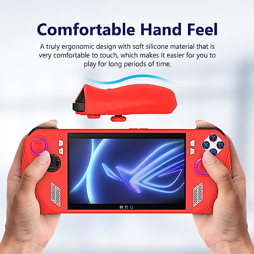 Writiany Protective Silicone Case for 2023 ASUS ROG Ally Game Console Drop-Proof Case for 2023 ASUS Rog Ally Handheld Case (Red)