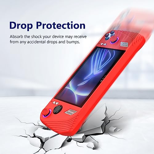 Writiany Protective Silicone Case for 2023 ASUS ROG Ally Game Console Drop-Proof Case for 2023 ASUS Rog Ally Handheld Case (Red)