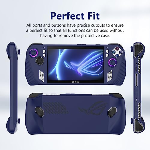Writiany Protective Silicone Case for 2023 ASUS ROG Ally Game Console Drop-Proof Case for 2023 ASUS Rog Ally Handheld Case (Dark Blue)