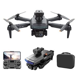 4K Drone with Three-Cameras, Foldable HD Fpv Drone Remote Control Quadcopter Toys Gifts for Adult Beginners, With Phone Control, Battery, Electronic Antishake, Altitude Hold Mode (Black)