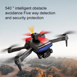 4K Drone with Three-Cameras, Foldable HD Fpv Drone Remote Control Quadcopter Toys Gifts for Adult Beginners, With Phone Control, Battery, Electronic Antishake, Altitude Hold Mode (Black)