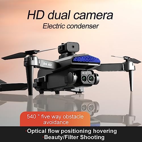 4K Drone with Three-Cameras, Foldable HD Fpv Drone Remote Control Quadcopter Toys Gifts for Adult Beginners, With Phone Control, Battery, Electronic Antishake, Altitude Hold Mode (Black)