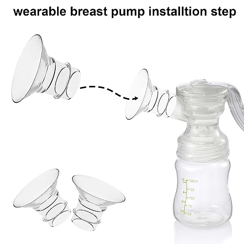 5pcs Breast Pump Flange Insert, 13/15/17/19/21mm Wearable Silicone Flange Insert, Compatible with Medela//Bellababy/Spectra 24mm Flanges, Easy to Clean Breast Pump Shields/Part (Transparent)
