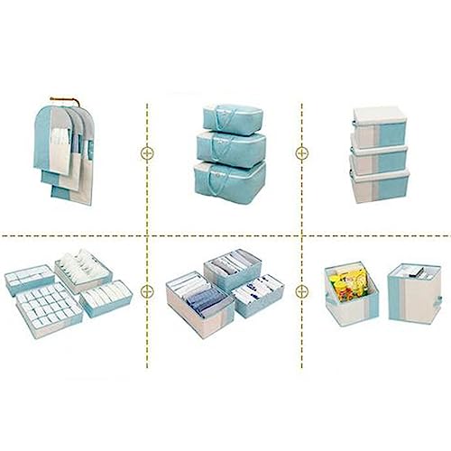 ichuanyi Underwear and Sock Drawer Organizers,24 Cell Collapsible Cabinet Closet Organizer Storage Boxes for Clothes, Socks, Lingerie, Underwear, Ties (Light Blue)