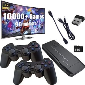 wireless retro game console - jicvy plug and play video games, 10,000+ built-in games, 9 classic emulators, 4k hdmi output, dual 2.4ghz wireless controllers, ideal gift for kids & adults (64)