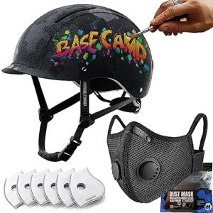 base camp dust mask with 6 filters bundle with camo commuter bike helmet
