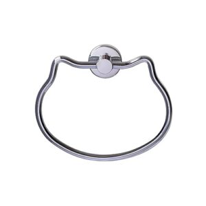 adorable cat-shaped metal hand towel ring for bathroom,modern towel holder for kitchen, bathroom hand towel rack wall mounted(silver)