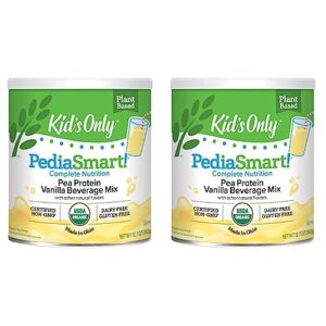 pediasmart organic plant based pea protein vanilla complete nutrition beverage mix, 12.7 oz (pack of 2) | non gmo | usda organic | clean label project verified