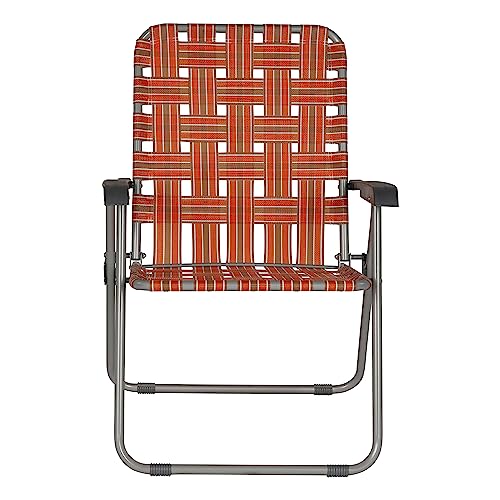 Lippert Orange Vintage XL Webbed Folding Outdoor Lawn Chair with Nylon Material, Steel Tube Frame Construction, Anti-Slip Feet for The Yard, Beach, Concerts, Sporting Events, Camping - 2022301773