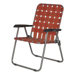 lippert orange vintage xl webbed folding outdoor lawn chair with nylon material, steel tube frame construction, anti-slip feet for the yard, beach, concerts, sporting events, camping - 2022301773