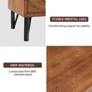 COSIEST Nightstand, Rustic End Table with 2 Drawers, Vintage Wood Bedside Table with Strudy Legs, Modern Side Table Accent Table for Bedroom, Living Room