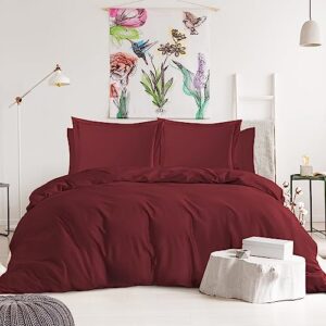 nestl 1000tc cotton blend 6-piece duvet cover and sheet set burgundy red - queen