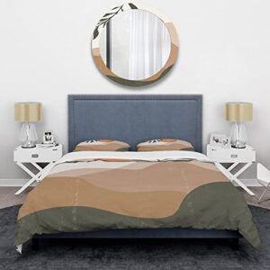 DESIGN ART Designart 'Abstract Red Moon in Earth Toned Mountains I' Modern Duvet Cover Comforter Set King Cover + Comforter + 2 King Shams 4 Piece