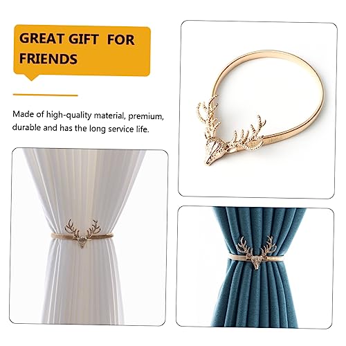 Garneck 2pcs Curtain Shower Curtain Straps Antler Curtain Holdbacks Curtain Cord Tieback Torkstrap Shower Curtain Spring Decorative Curtains Metallic Curtains Simple Curtain Holders Golden