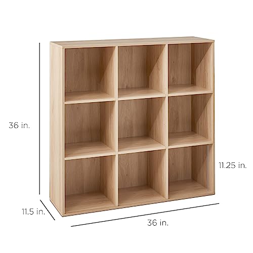 Best Choice Products 9-Cube Sturdy Storage Shelf Cubby Organizer Bookcase System for Nursery, Kids Room, Living Room, Kitchen, and Closet – Light Oak