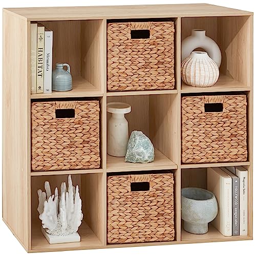 Best Choice Products 9-Cube Sturdy Storage Shelf Cubby Organizer Bookcase System for Nursery, Kids Room, Living Room, Kitchen, and Closet – Light Oak