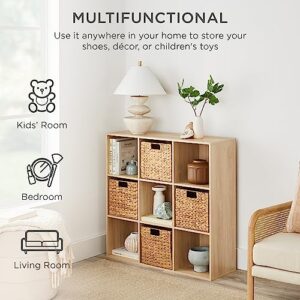 Best Choice Products 9-Cube Sturdy Storage Shelf Cubby Organizer Bookcase System for Nursery, Kids Room, Living Room, Kitchen, and Closet – Light Oak