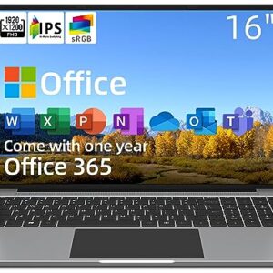 jumper Laptop, Quad-Core Intel Celeron CPU, 4GB RAM 128GB EMMC, 16“ FHD IPS 1920x1200 Screen, Windows 11 Laptop Computer with Office 1-Year Subscription, 4 Speakers, 2.4/5G WiFi, Expandable 1TB SSD.
